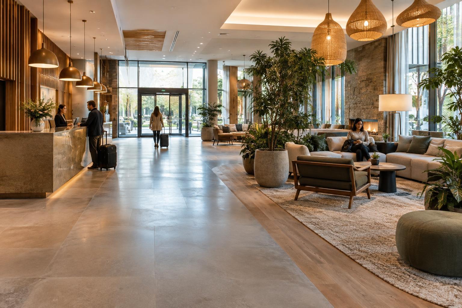 Designing a Hotel Lobby With Distinct Zones for Arrival and Relaxation